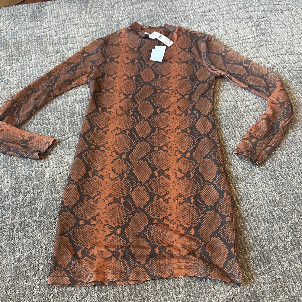 Topshop Copper Snake Print Mini Dress